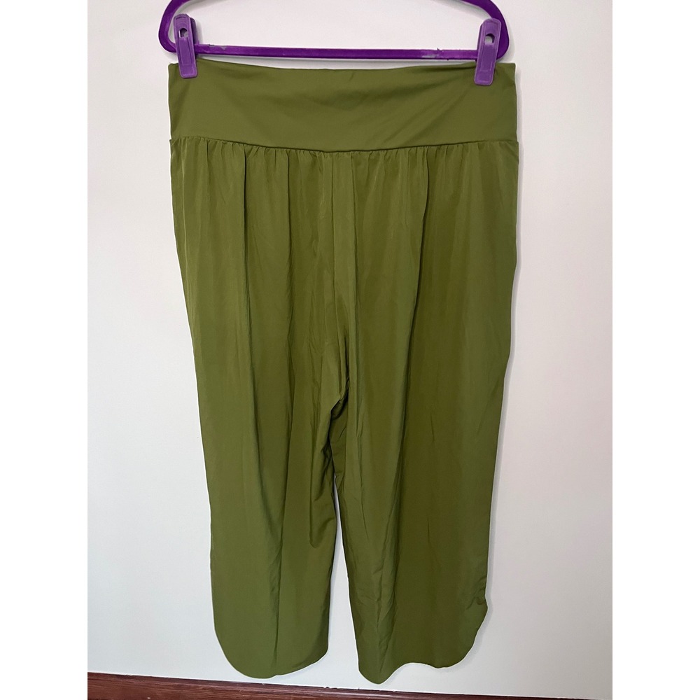 Halara Olive Green Wide Leg Cropped Pants High Waisted Culottes XL NWT